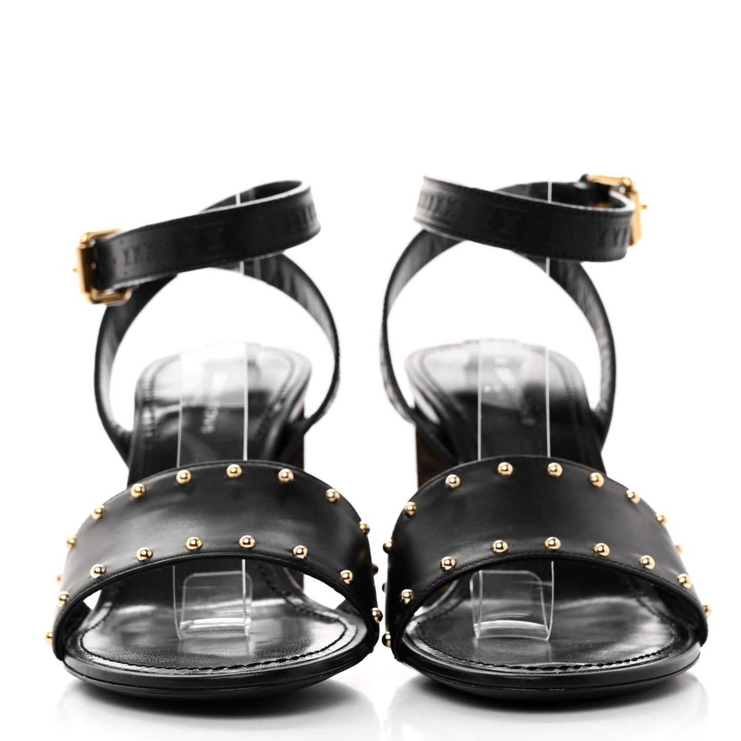 Calfskin Studded Monogram Silhouette Sandals 36 Black