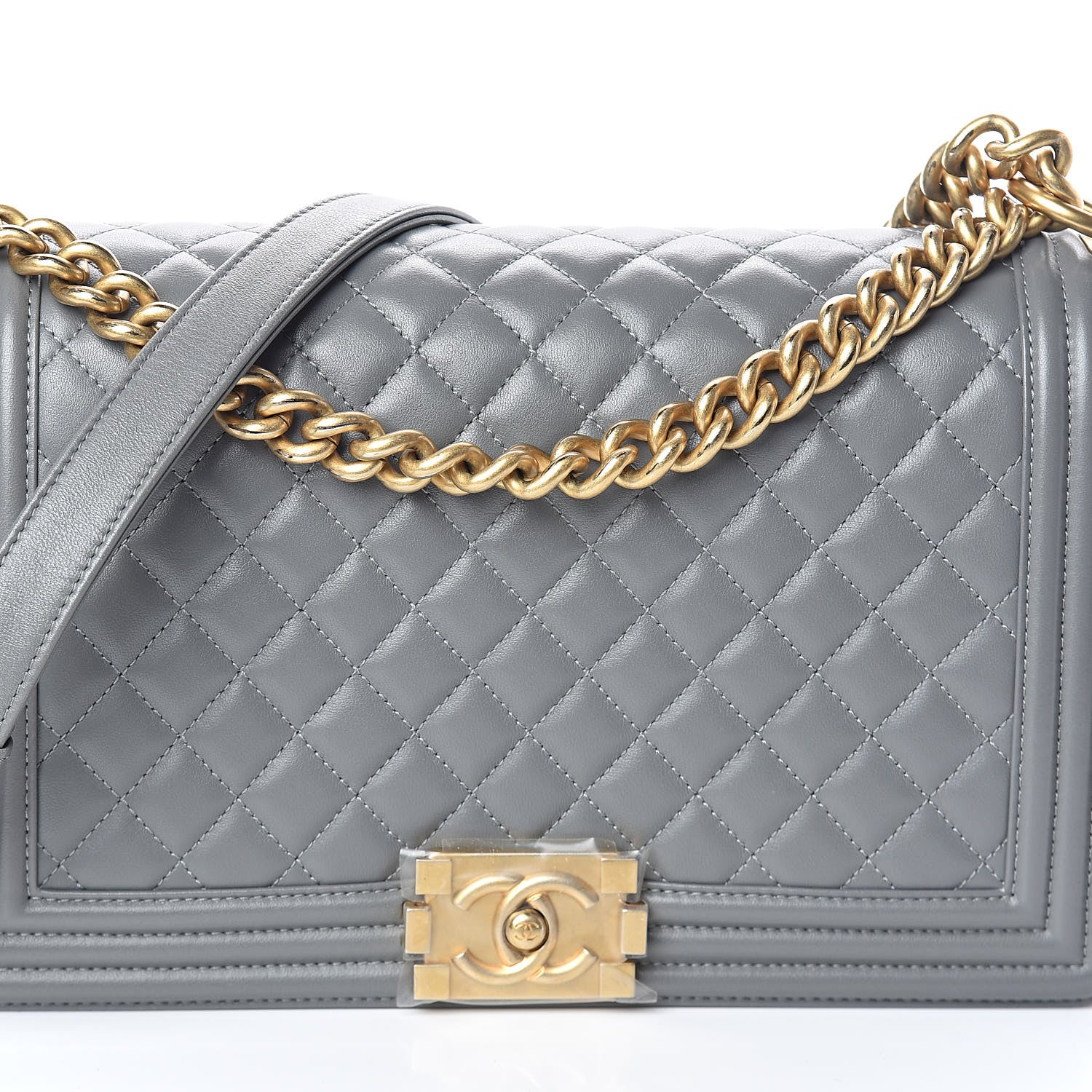 Chanel Lambskin Quilted New Medium Boy Flap Grey 6 of 11