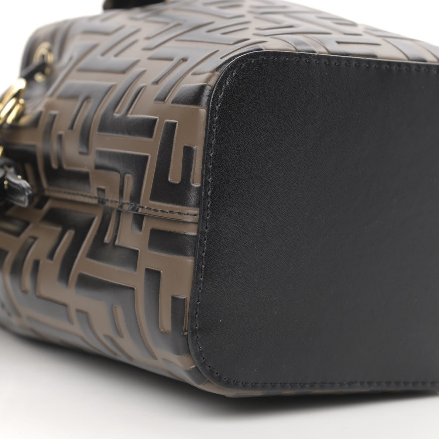 Vitello Liberty F is Fendi Bi-Color FF 1974 Embossed Mini Mon Tresor Bucket Bag Maya Black