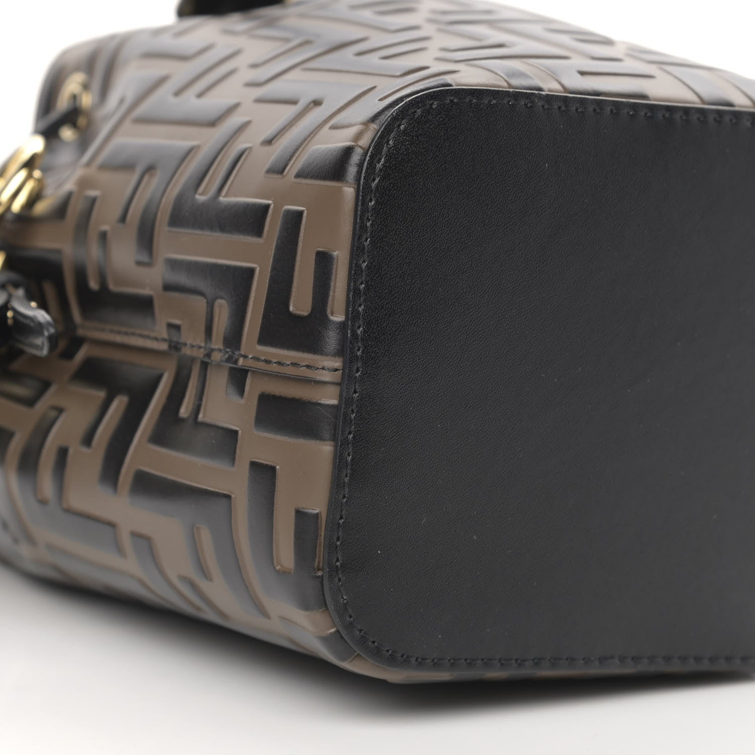 Fendi Vitello Liberty F is Fendi Bi-Color FF 1974 Embossed Mini Mon Tresor Bucket Bag Maya Black 9 of 11