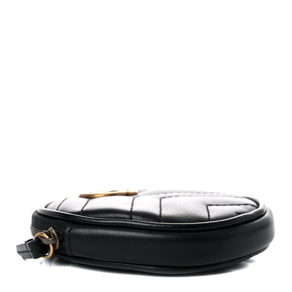 Gucci Calfskin Matelasse GG Marmont Round Coin Purse Black 4 of 9