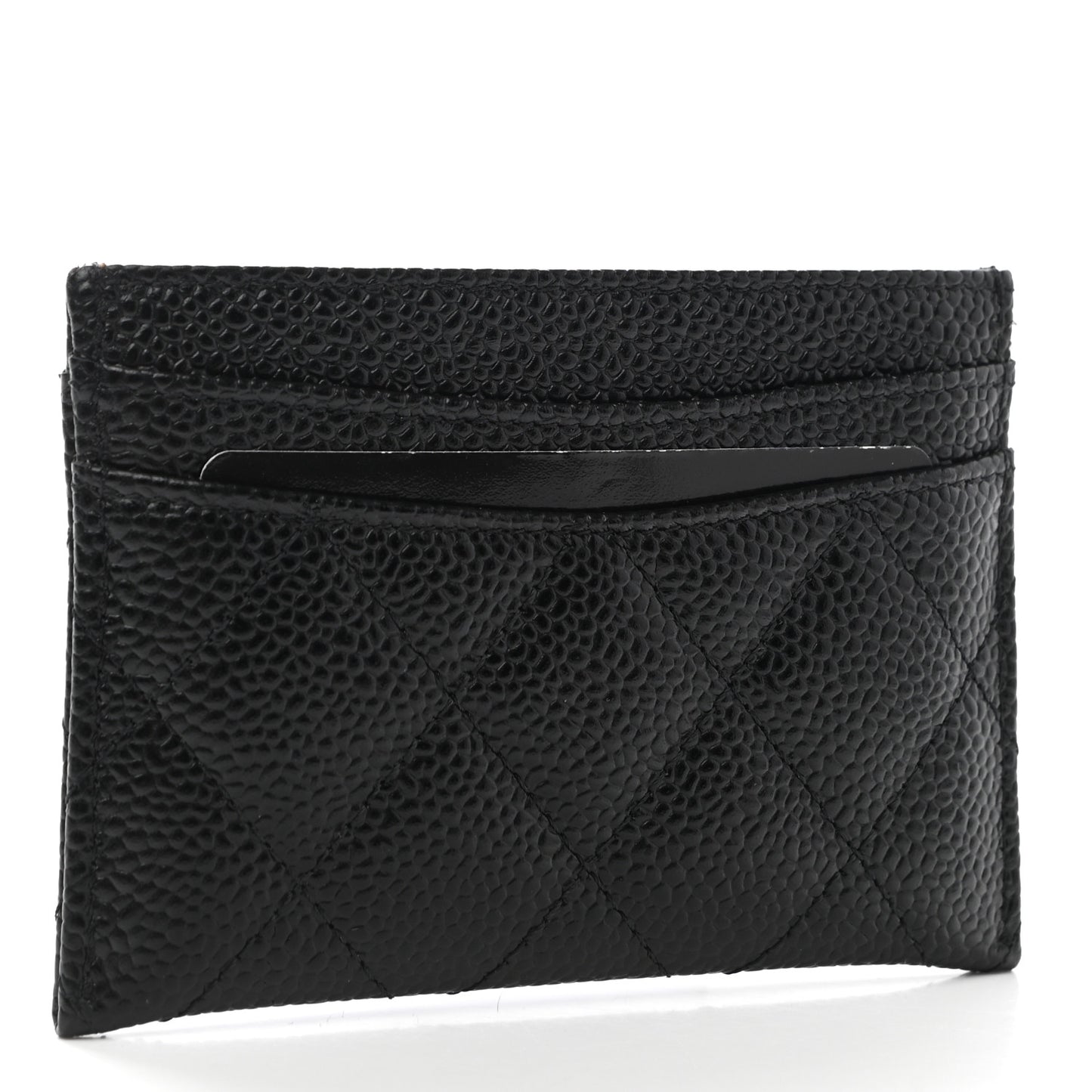 Caviar Quilted Card Holder Black
