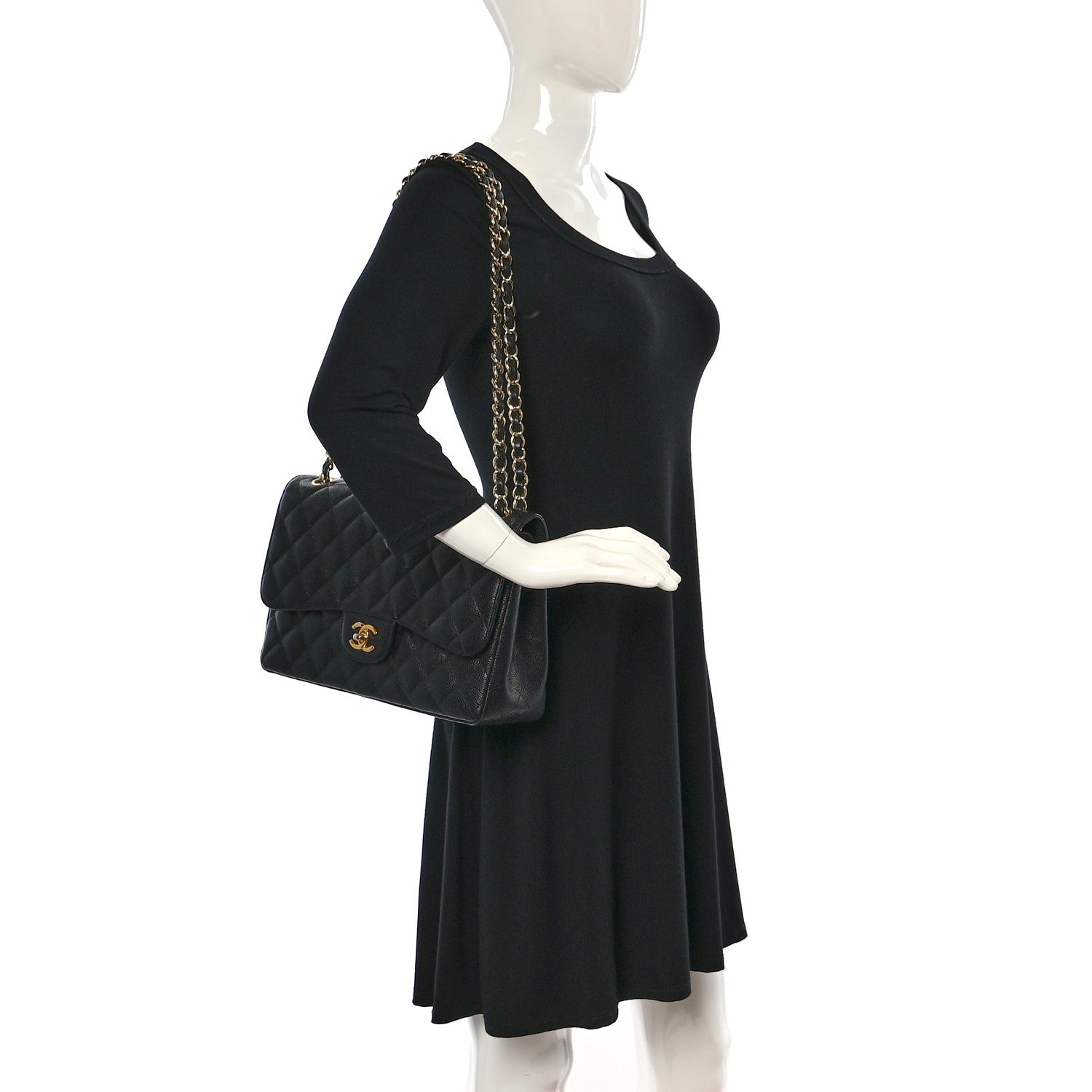 Chanel Caviar Quilted Jumbo Double Flap Black 2 of 13
