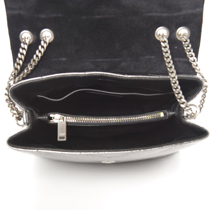 Saint Laurent Metallic Calfskin Y Quilted Monogram Small Loulou Chain Satchel Acciaio 7 of 10