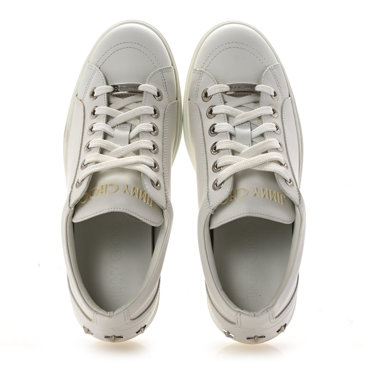 Smooth Calfskin Star Studded Cash Sneakers 40 Ultra White