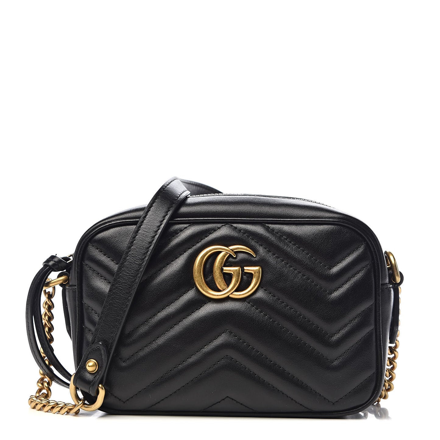 Calfskin Matelasse Mini GG Marmont Chain Shoulder Bag Black