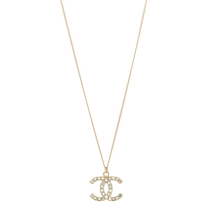 Chanel Baguette Crystal CC Necklace Light Gold 1 of 7