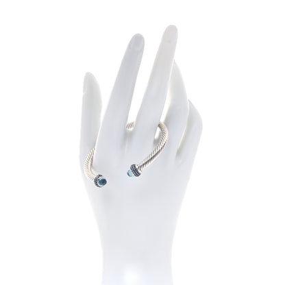 David Yurman Sterling Silver Blue Topaz Blue Sapphire 5mm Cable Candy Bracelet 2 of 6