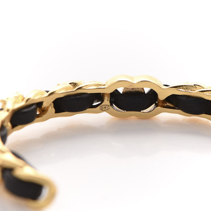 Chanel Lambskin Crystal CC Cuff Bracelet Black Gold 4 of 4