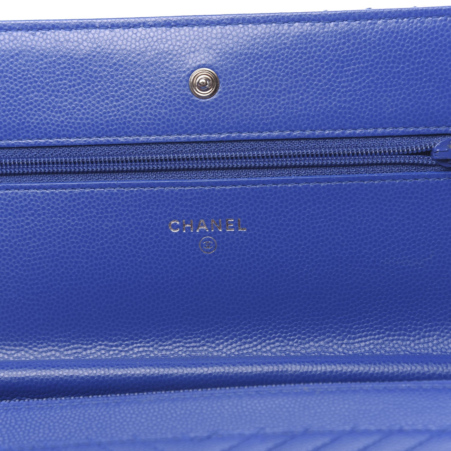 Chanel Caviar Chevron Quilted Wallet On Chain WOC Bright Blue 6 of 12