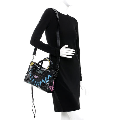 Balenciaga Agneau Graffiti All Over Classic Hardware S City Black Multicolor 2 of 7