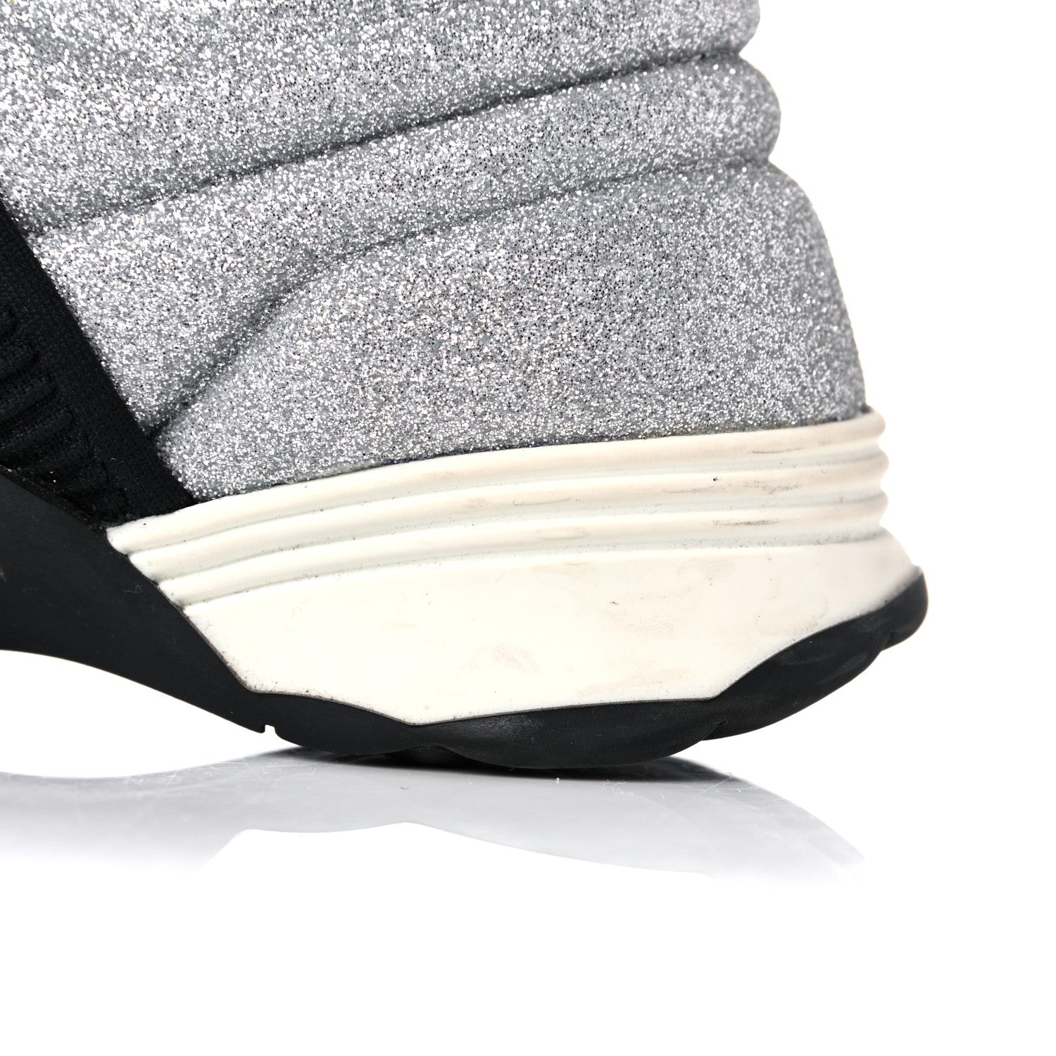 Chanel Glitter Stretch Fabric CC Sneakers 36.5 Black Silver 10 of 16