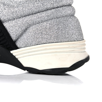 Chanel Glitter Stretch Fabric CC Sneakers 36.5 Black Silver 10 of 16