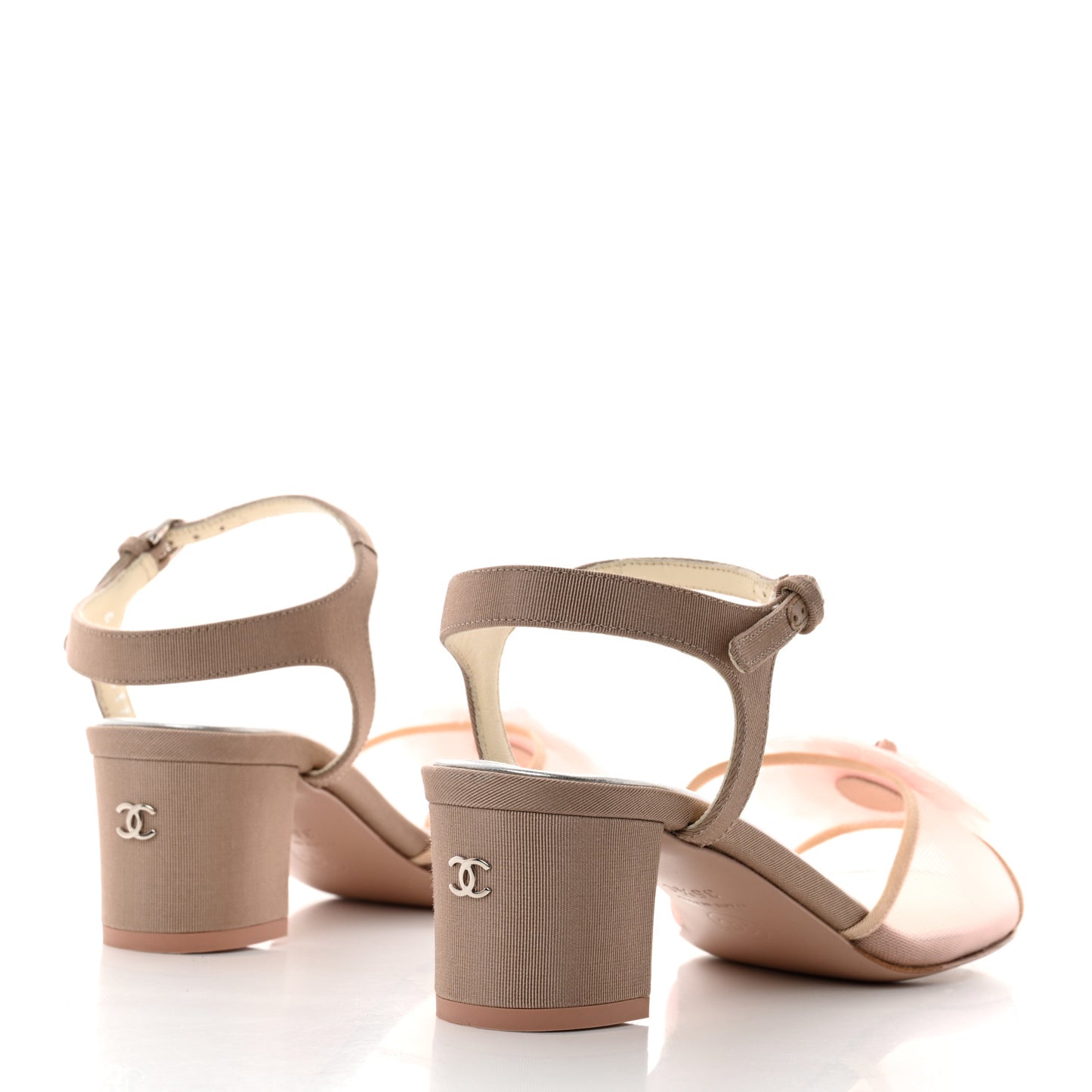 Mesh Grosgrain Camellia Sandal 35.5 Pink Beige