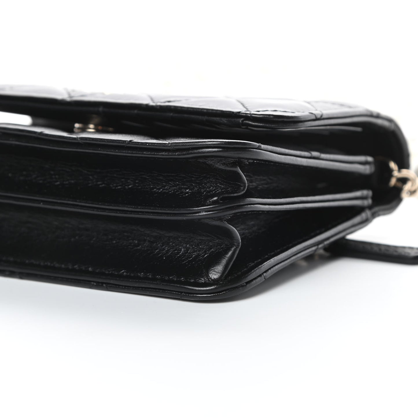 Calfskin Quilted Mini Maxi Pearls Wallet On Chain WOC Black