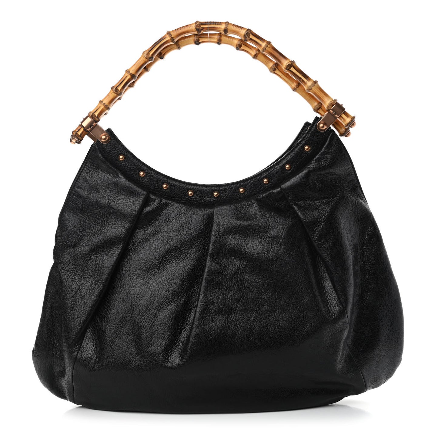Calfskin Bamboo Top Handle Bag Black