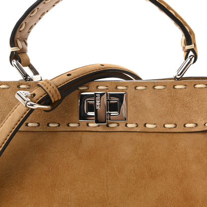 Fendi Suede FF Mini Peekaboo Iconic Satchel Marrone 7 of 9