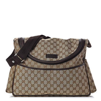Gucci Monogram Natural Pigskin Large Diaper Bag Beige Ebony Cocoa Dark Chocolate 1 of 13