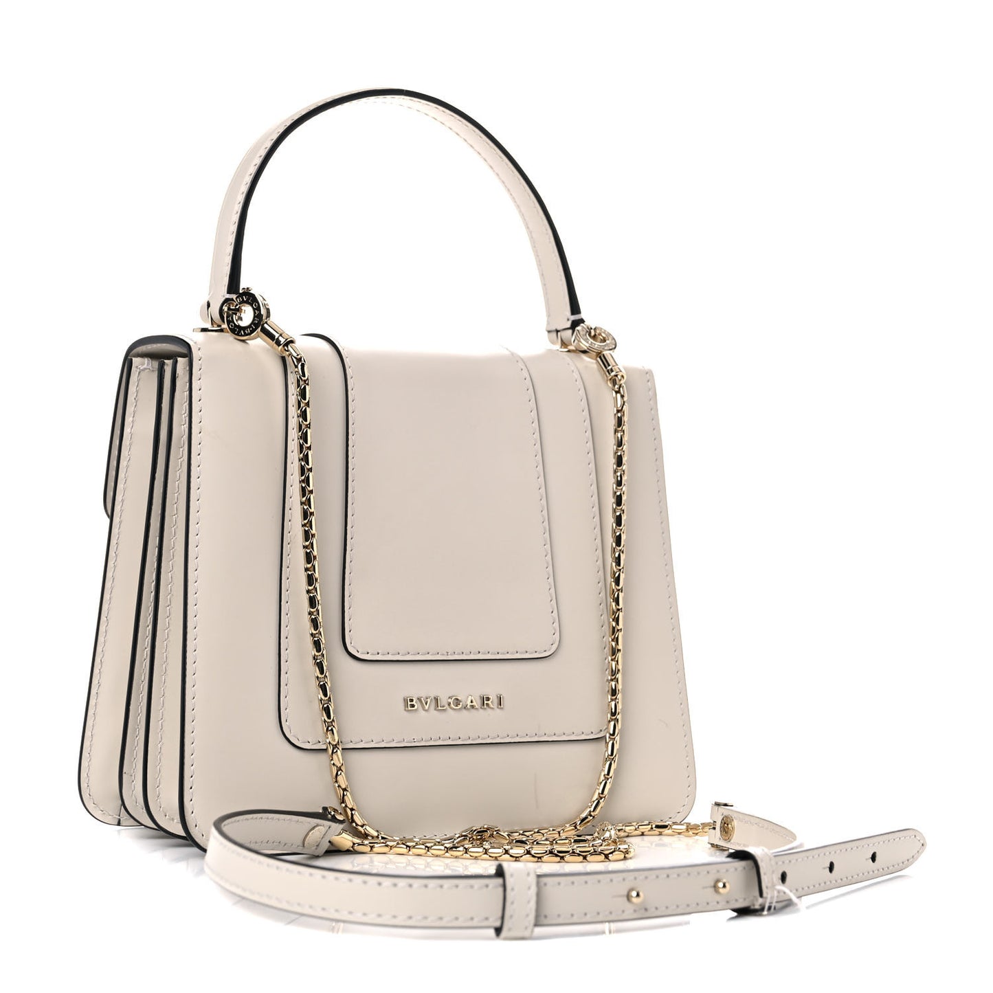 Calfskin Serpenti Forever Top Handle White