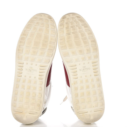 Valentino Garavani Calfskin Womens Rockstud Open High Top Sneakers 40 White Red 7 of 16