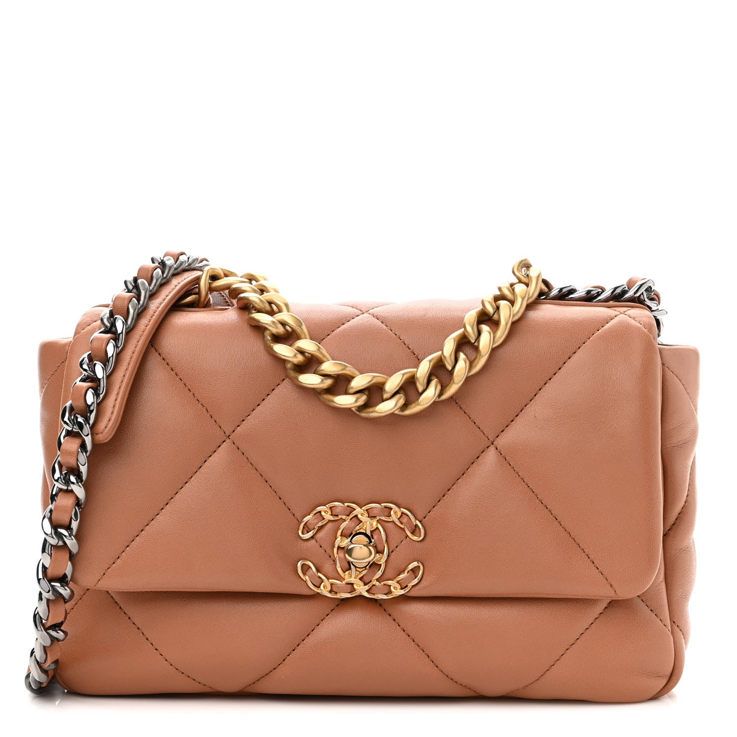 Chanel Lambskin Quilted Medium Chanel 19 Flap Brown 1 of 10
