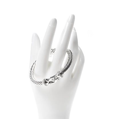David Yurman Sterling Silver Diamond Hampton Blue Topaz 7mm Cable Buckle Bracelet 2 of 6