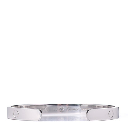 Cartier 18K White Gold 1 Diamond LOVE Cuff Bracelet 17 3 of 5