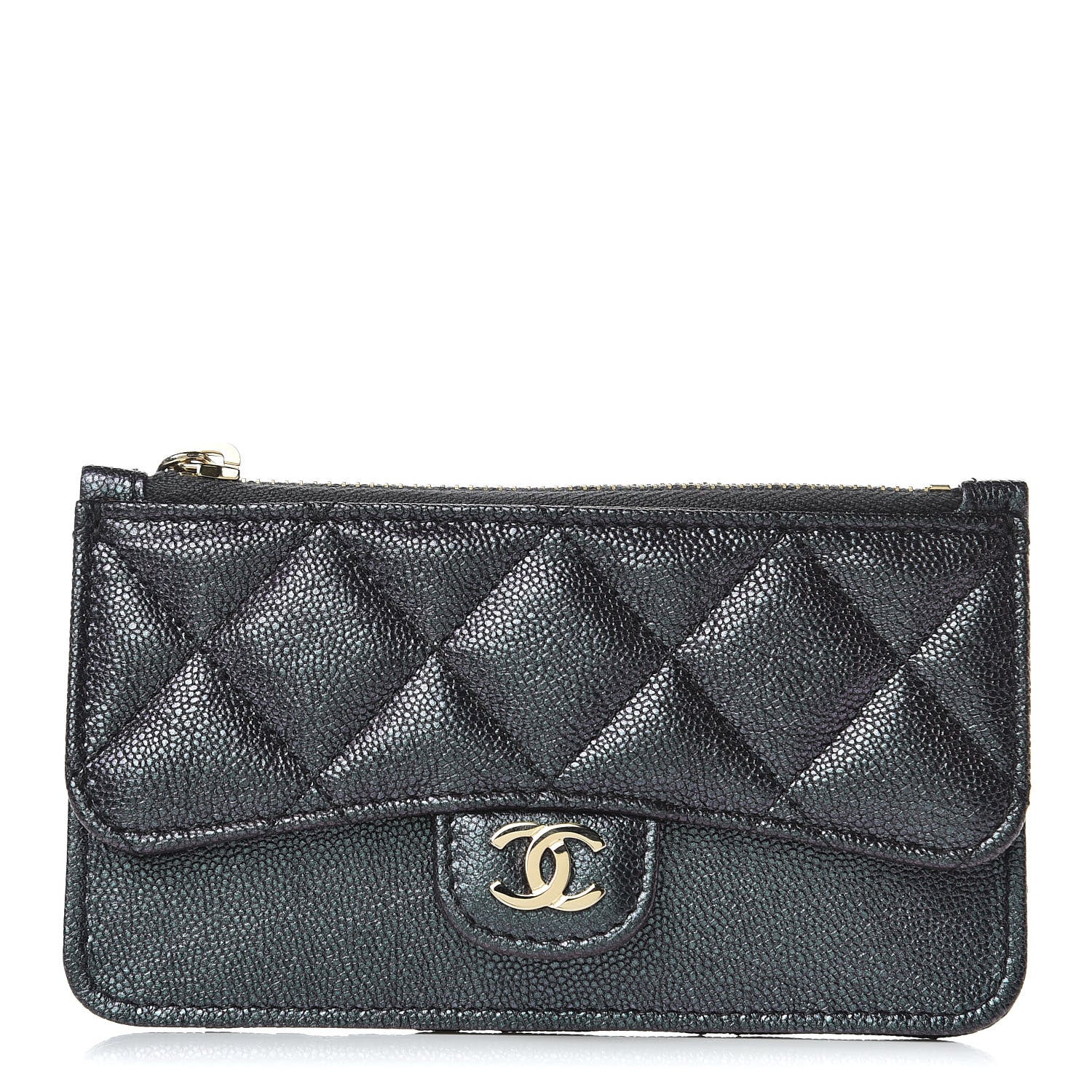 Chanel Iridescent Caviar Quilted Flap Zip Card Holder Black 1 of 8