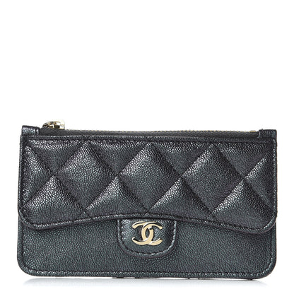 Chanel Iridescent Caviar Quilted Flap Zip Card Holder Black 1 of 8