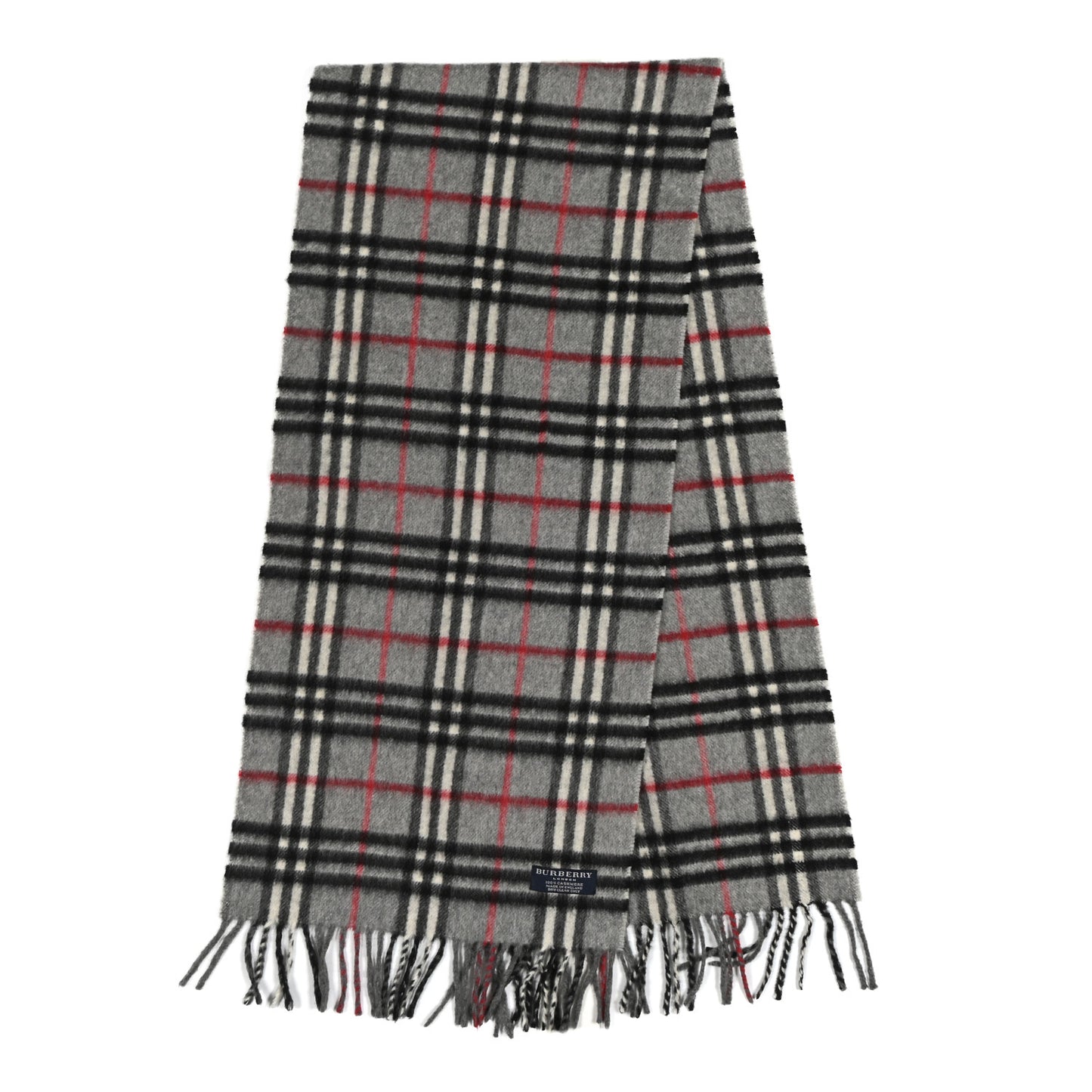 Cashmere Nova Check Fringe Scarf Dark Grey