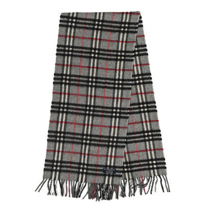 Burberry Cashmere Nova Check Fringe Scarf Dark Grey 2 of 3
