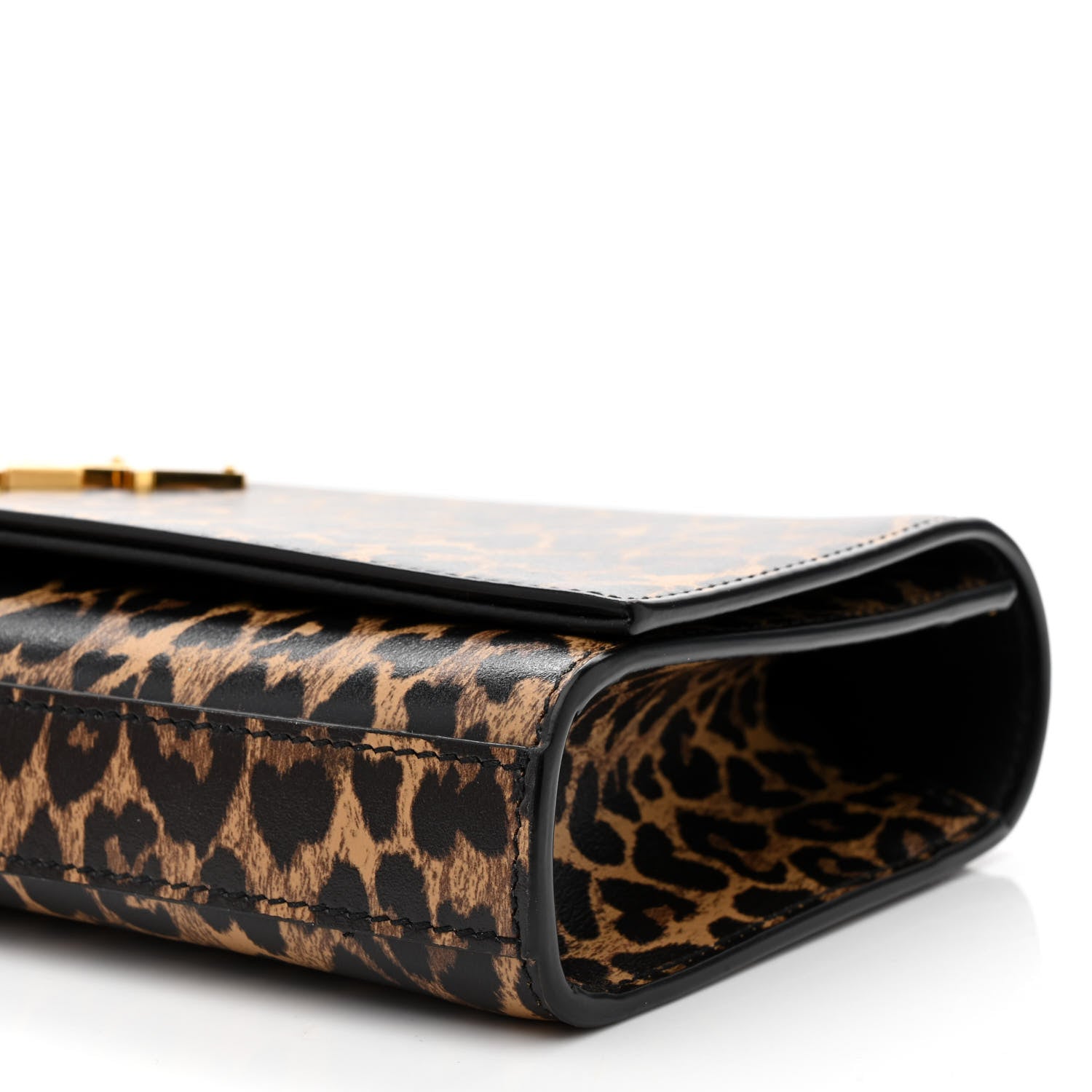 Saint Laurent Calfskin Heart Leopard Printed Classic Monogram Kate Tassel Clutch Naturale 10 of 10
