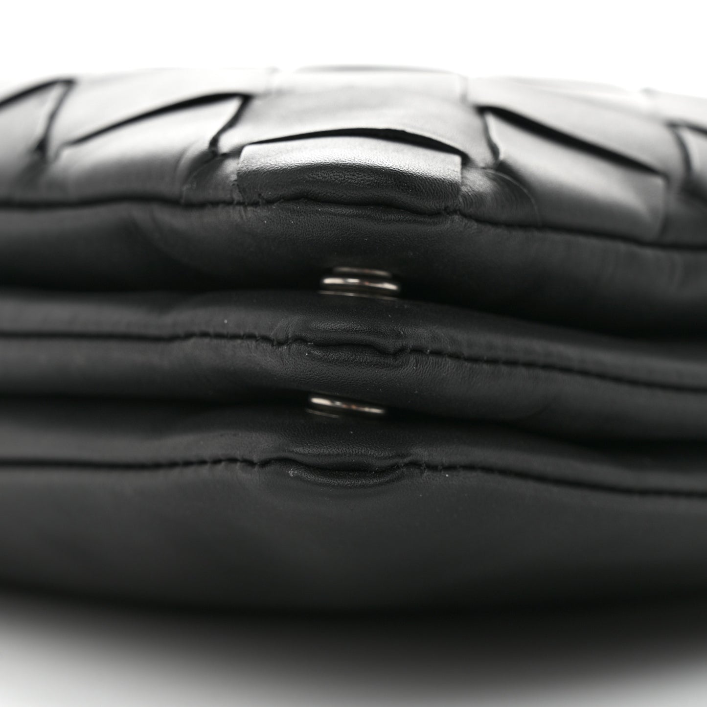 Nappa Intrecciato Triple Zip Messenger Bag Black