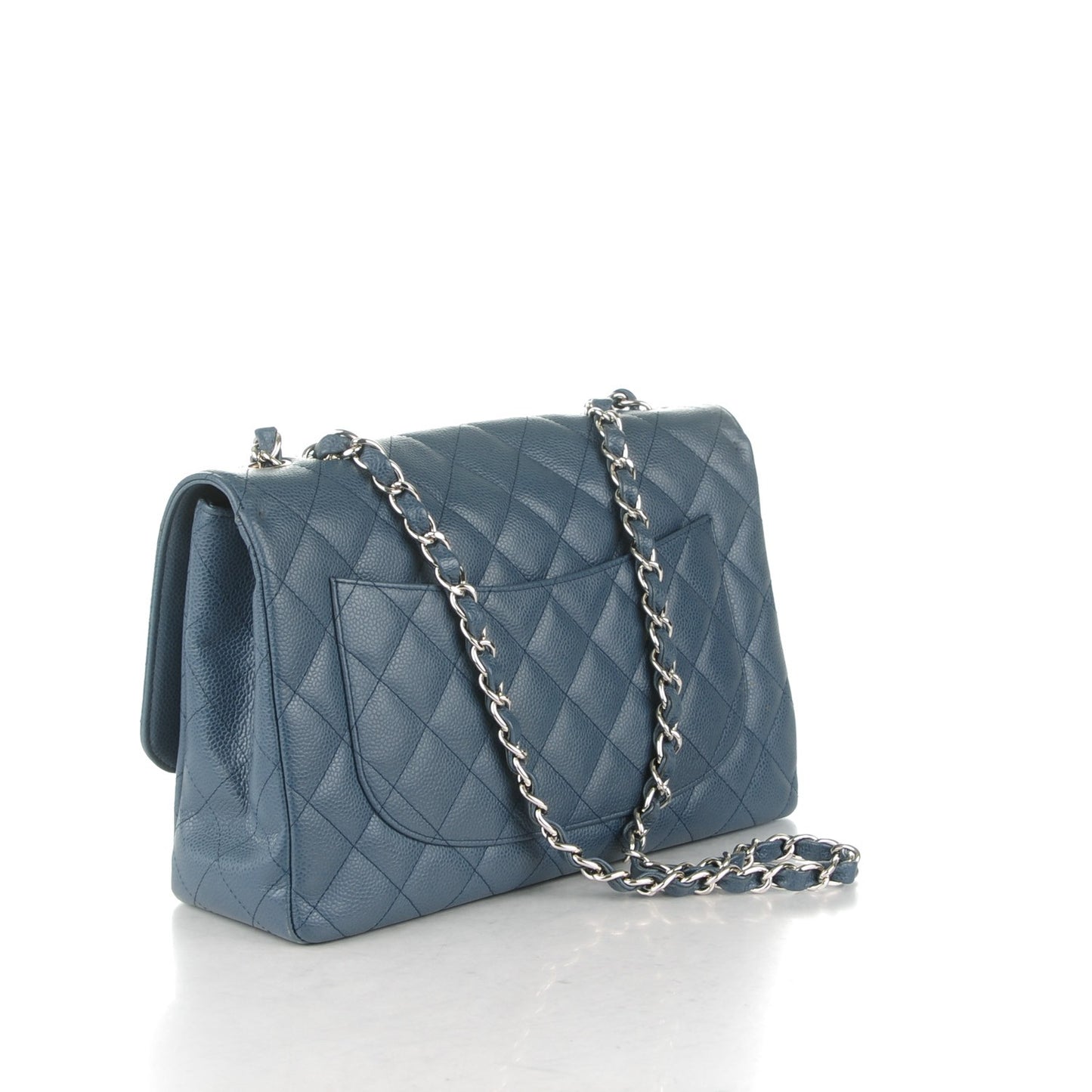 Caviar Quilted Jumbo Single Flap Blue