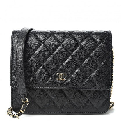 Chanel Caviar Quilted Square Wallet On Chain WOC Black 1 of 12