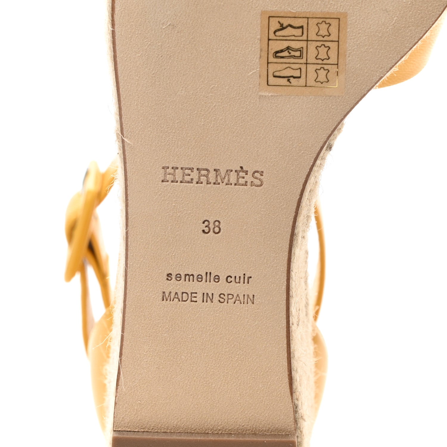 Hermes Goatskin Elda Espadrille Wedge Sandals 38 Jaune Sable 6 of 10