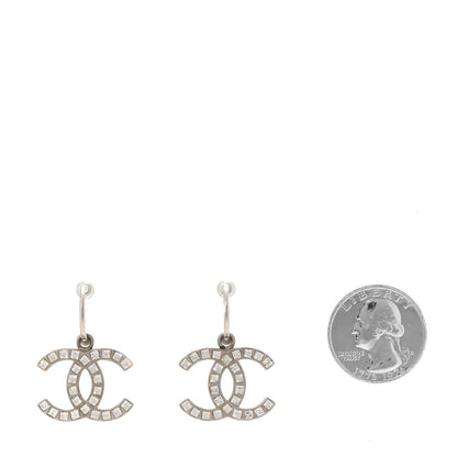 Chanel Baguette Crystal CC Dangle Earrings Silver 2 of 3