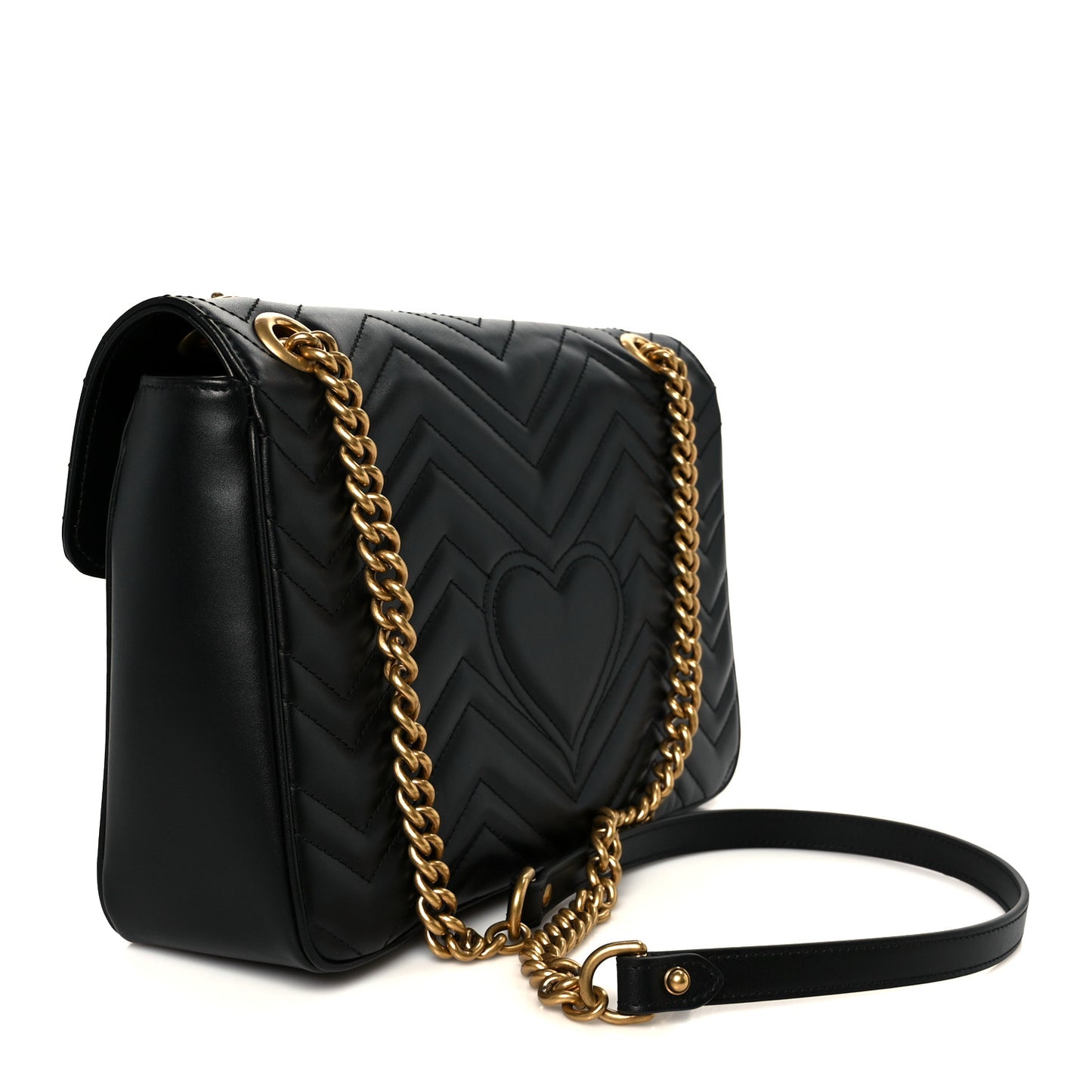 Calfskin Matelasse Medium GG Marmont Shoulder Bag Black