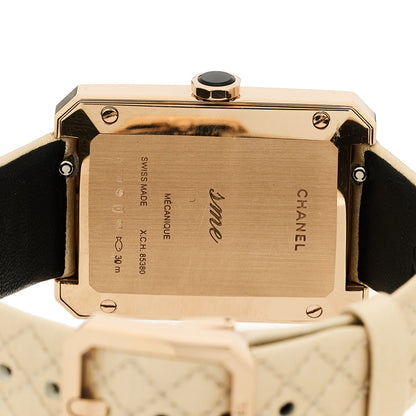 Chanel 18K Beige Gold Calfskin 29mm Boy-Friend Manual Winding Watch Silver 4 of 6