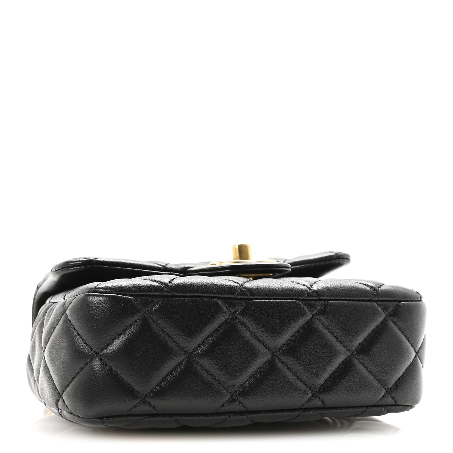 Lambskin Enamel Quilted Mini Coco Hearts Square Flap Black