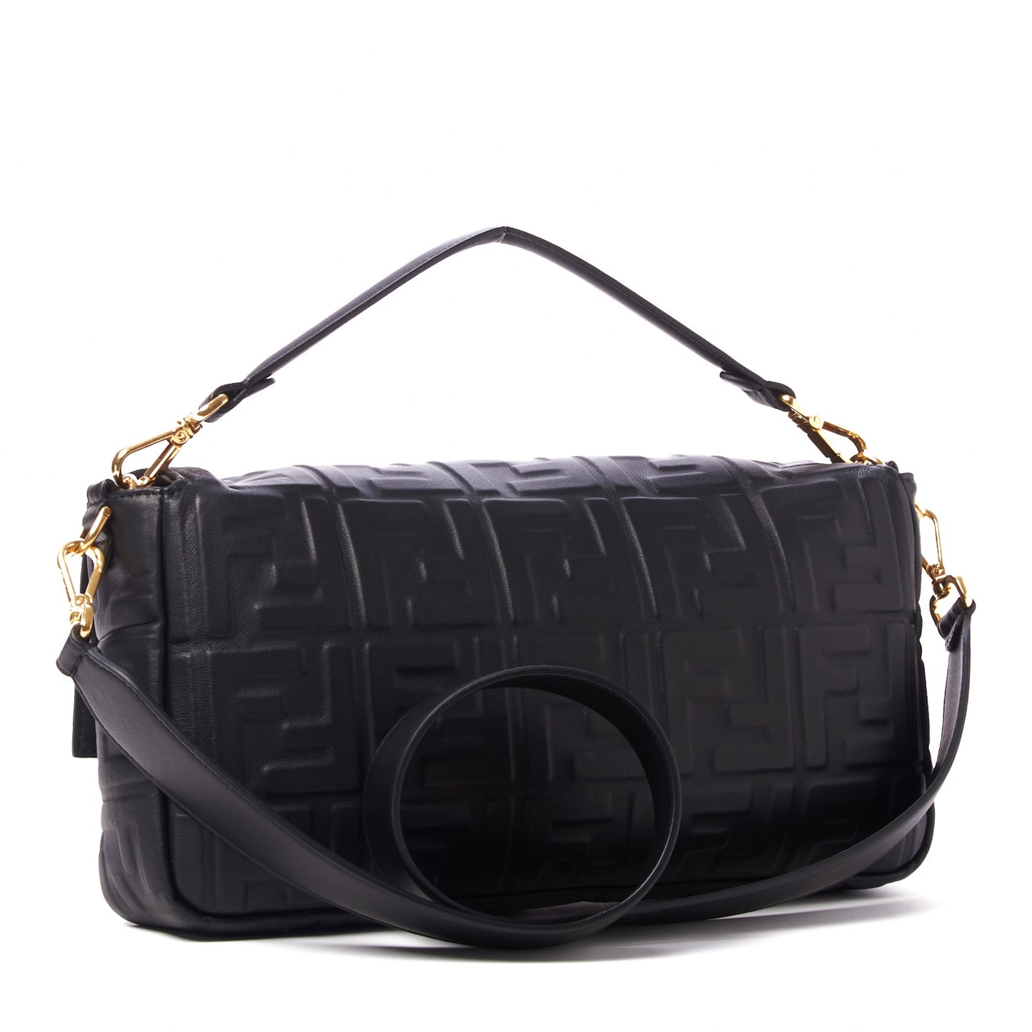 Nappa FF 1974 Embossed Large Baguette Black