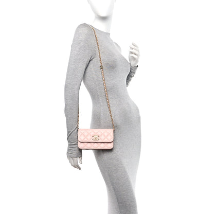 Chanel Caviar Quilted Camellia Phone Holder With Chain Light Pink 2 of 13