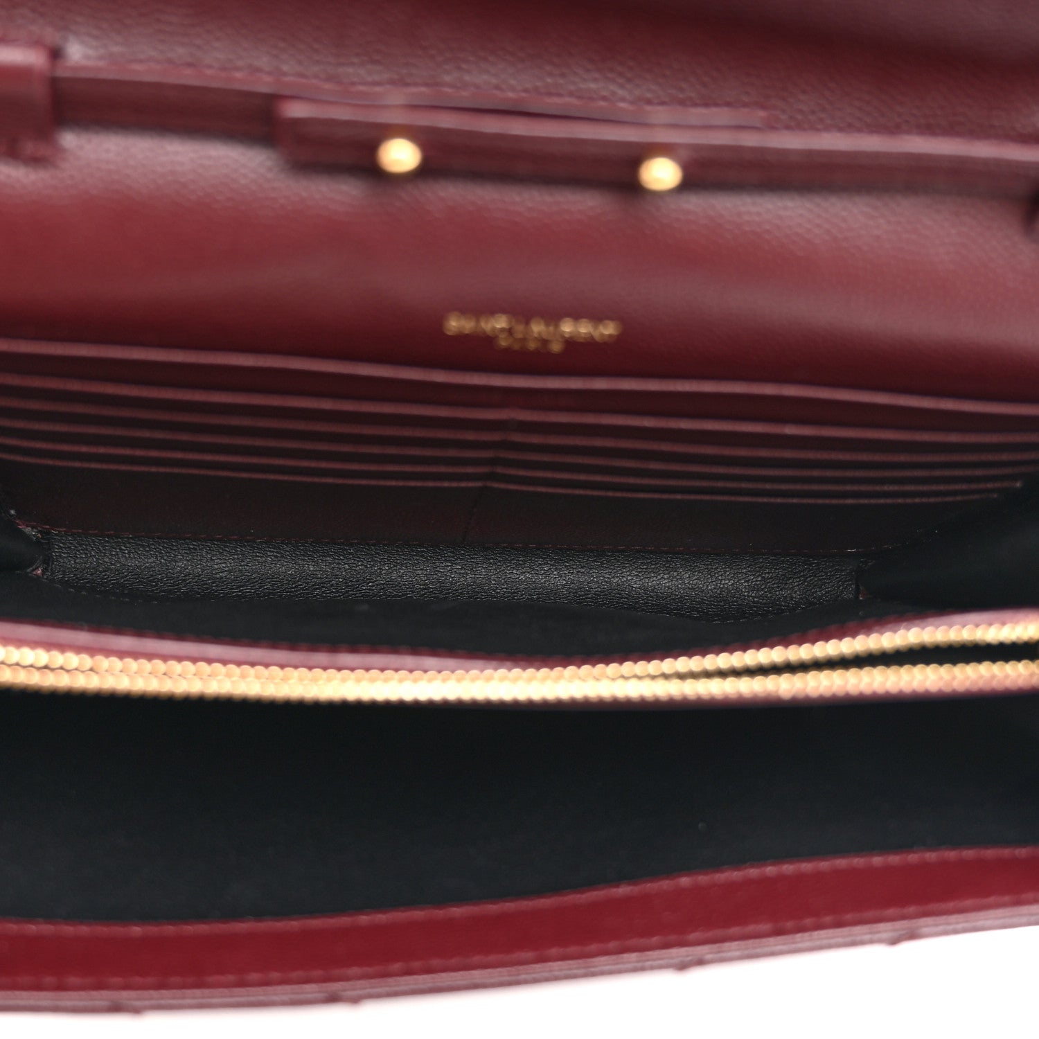Saint Laurent Grain De Poudre Matelasse Chevron Monogram Chain Wallet Rouge Legion 5 of 9