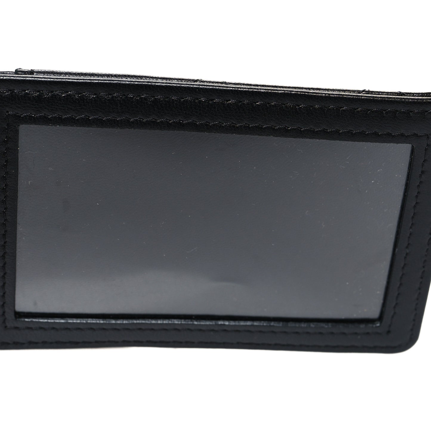 Lambskin Quilted Lanyard Card Holder On Chain Black