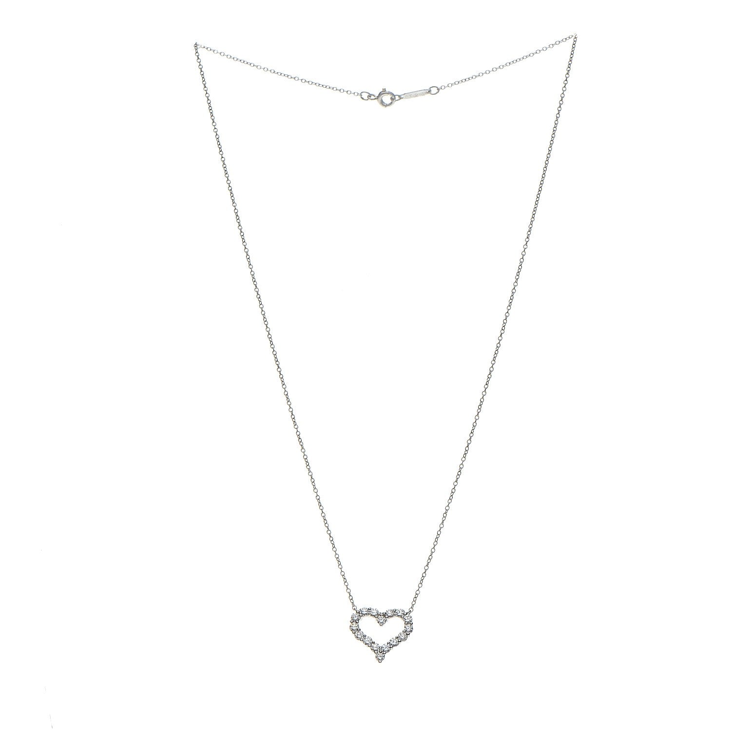 Tiffany Platinum Diamond Small Heart Pendant Necklace 4 of 9