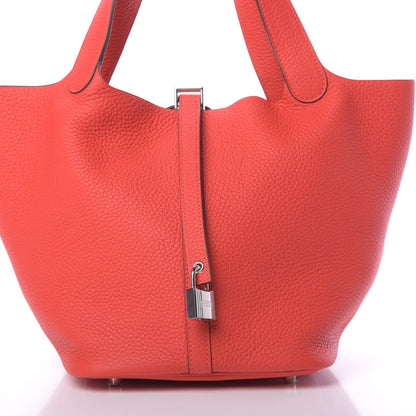 Hermes Taurillon Clemence Picotin Lock 22 MM Rouge Tomate 8 of 11