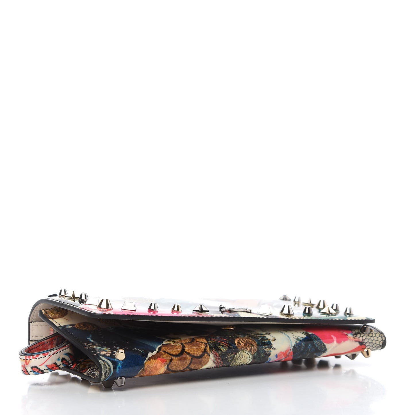 Patent Printed Collage Flap Wallet Multicolor