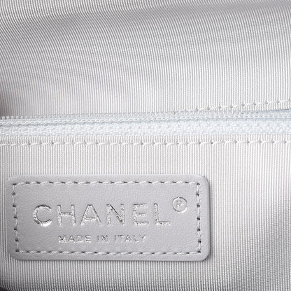 Chanel Aged Calfskin Chevron Medium Soft Bowling Bag White 6 of 7