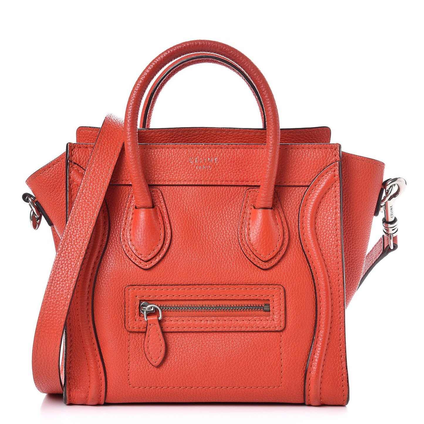 Drummed Calfskin Nano Luggage Vermillion