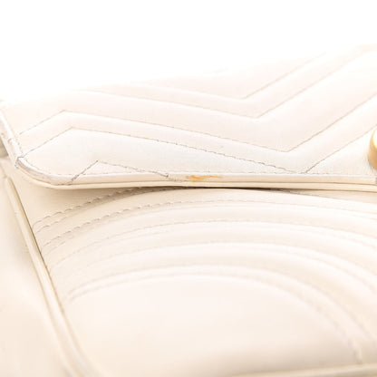 Gucci Calfskin Matelasse Medium GG Marmont Shoulder Bag White 17 of 18